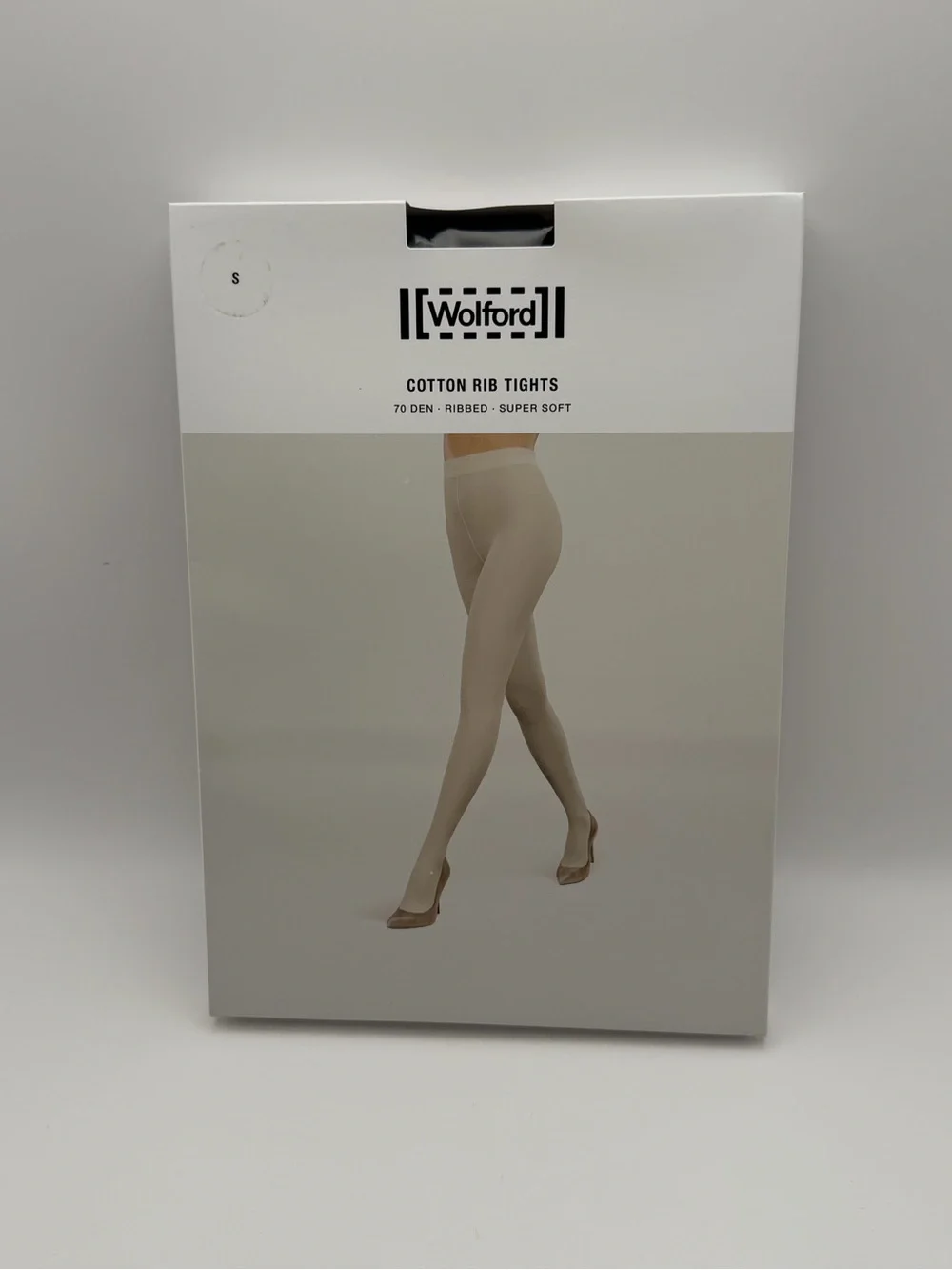 NEW Wolford Black Opaque Mary Cotton Rib Tights Denier 70 Size Small